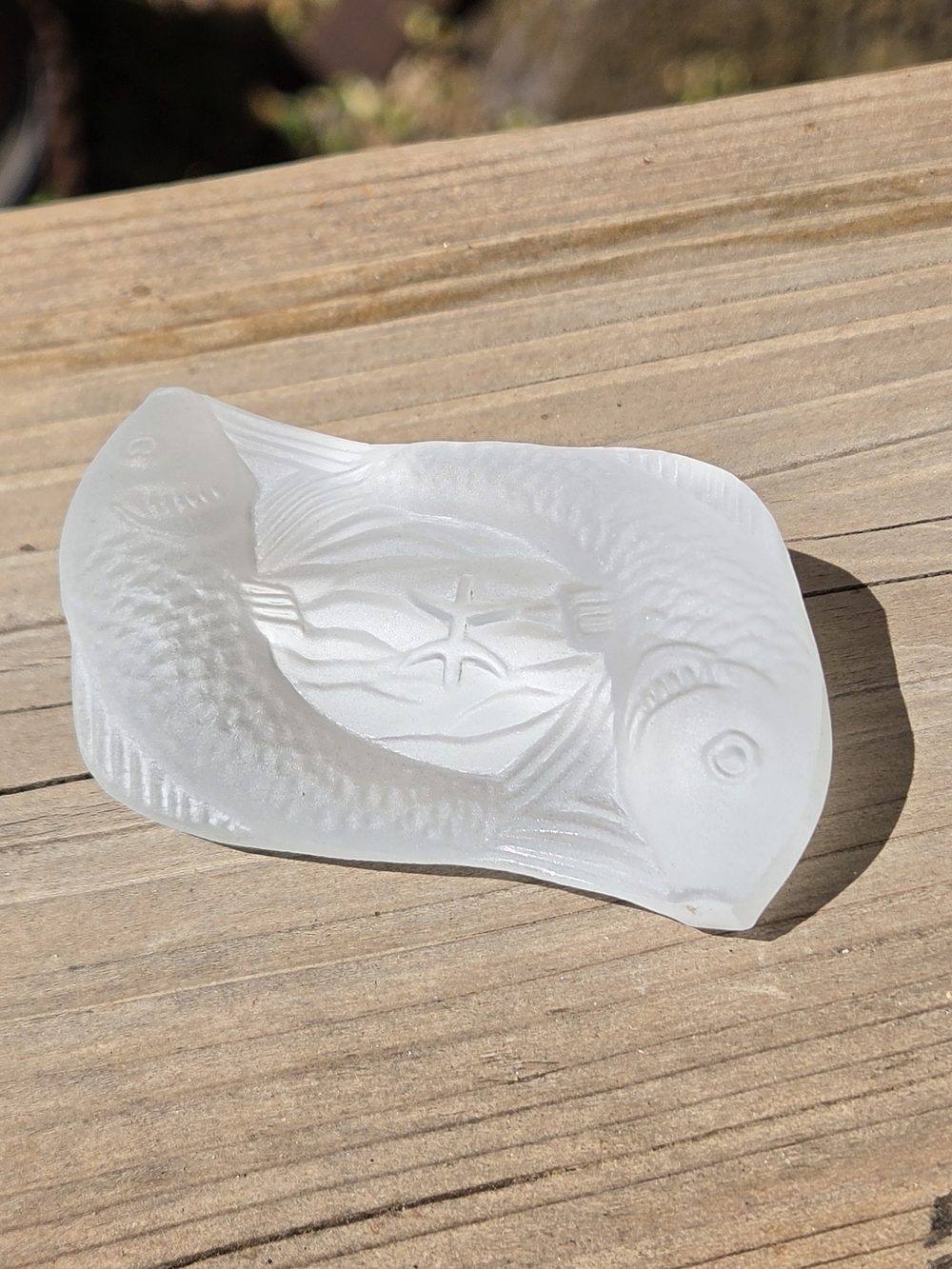 Frosted White Glass Pisces Decorative Piece